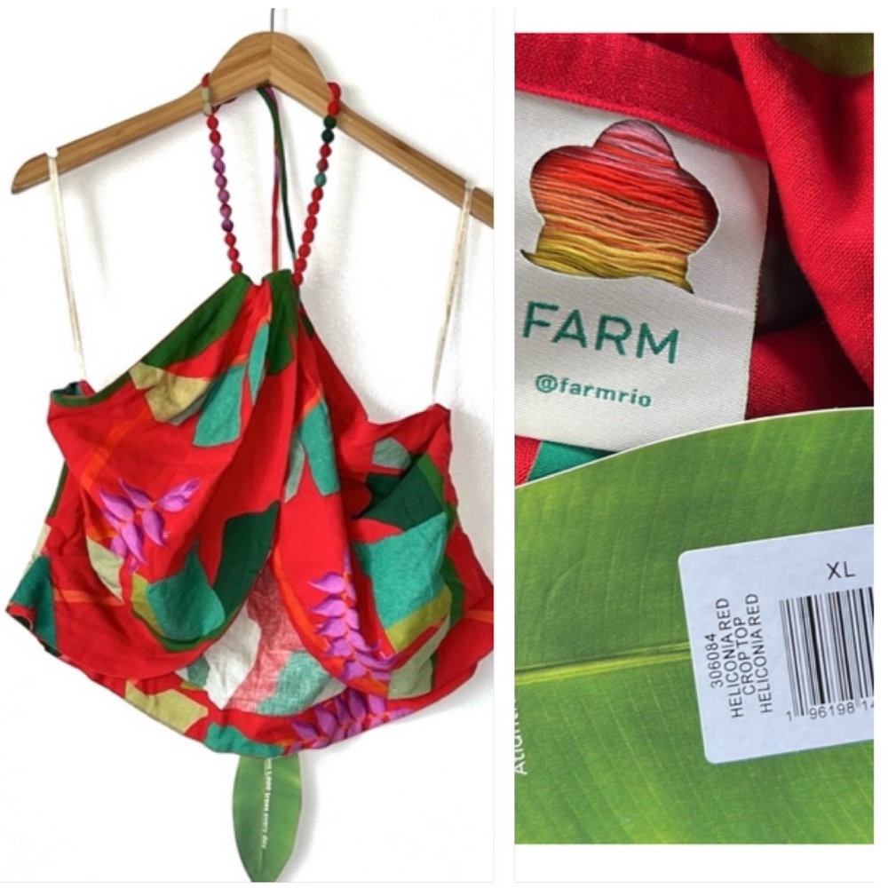 FARM Rio Heliconia Linen Halter Top - Picture 2 of 13